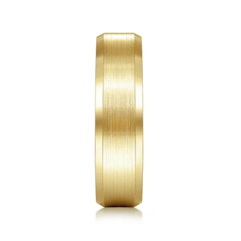 14K Gold 6mm – Satin Finish Beveled Edge Men’s Wedding Band Gabriel 18