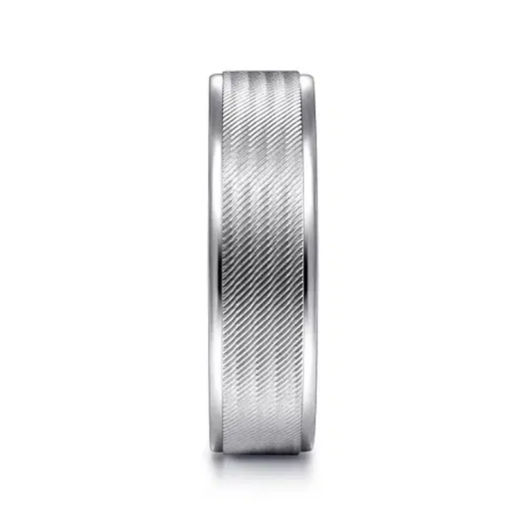 14K Gold 6mm – Diagonal Brushed Finish Men’s Wedding Band Gabriel 17