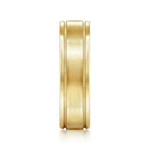 14K Gold 6mm – Satin Finish Milgrain Accent Men’s Wedding Band Gabriel 47