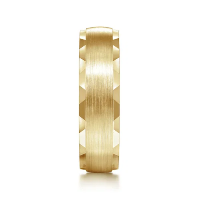 14K Gold 6mm – Satin Carved Men’s Wedding Band Gabriel 25