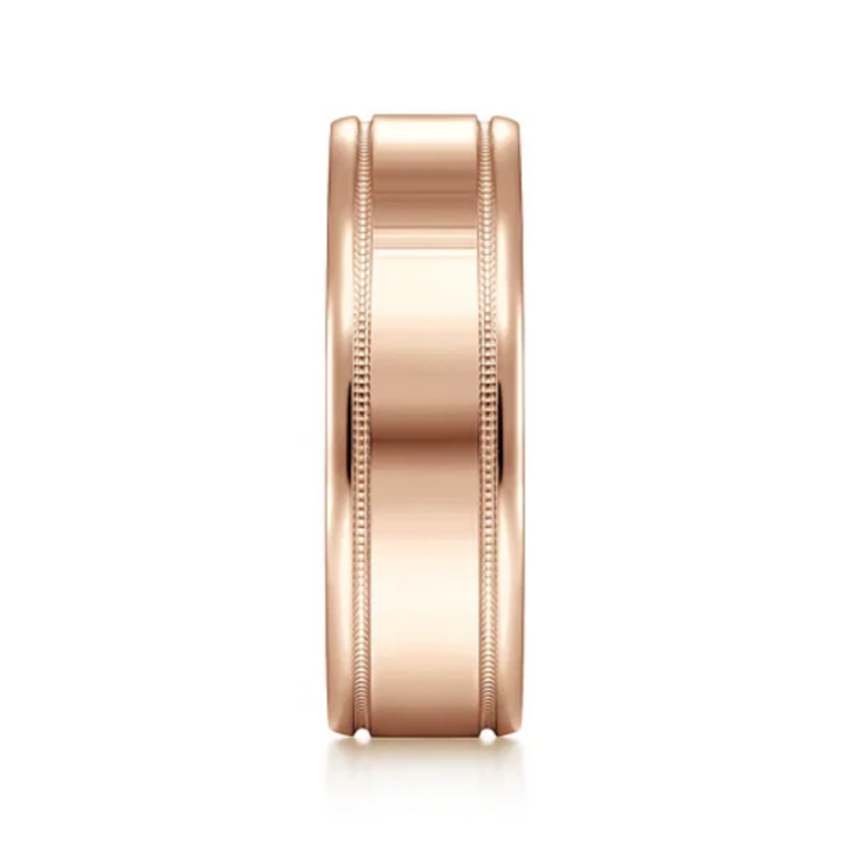 14K Gold 7mm – Milgrain Accented Men’s Wedding Band Gabriel 25