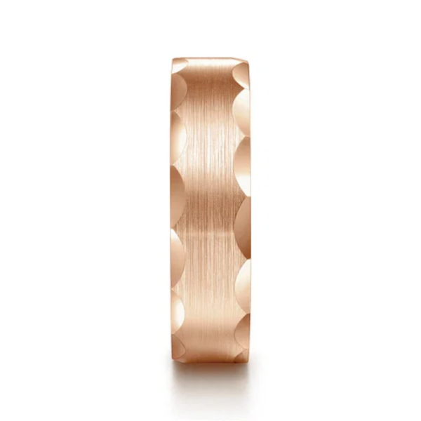 14K Gold 6mm - Satin Grooved Edge Men's Wedding Band - Image 8