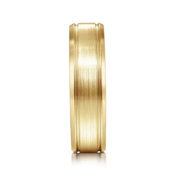 14K Gold 6mm - Satin Finish Carved Men's Wedding Band - Image 12