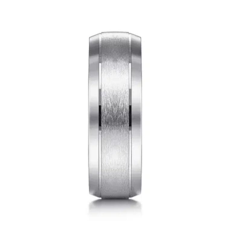 14K Gold 7mm – Horizontal Brush Grooved Men’s Wedding Band Gabriel 17