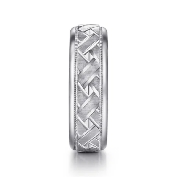 14K Gold 7mm - Satin Woven Men's Wedding Band - Image 8