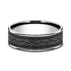 14K Gold and Tantalum 7.5mm – Wheat Weave Men’s Wedding Band Ammara Stone 16