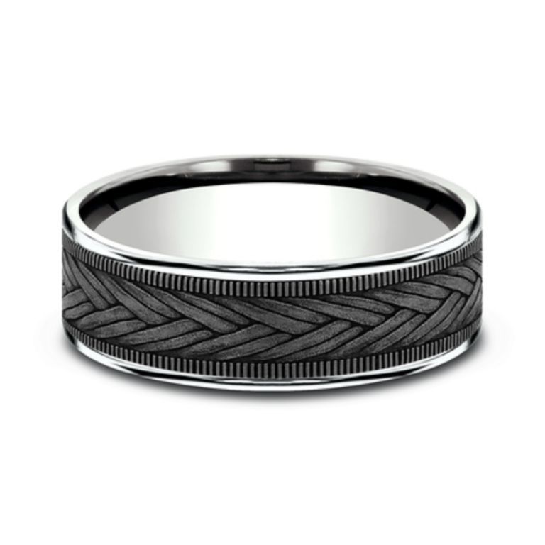 14K Gold and Tantalum 7.5mm – Wheat Weave Men’s Wedding Band Ammara Stone 34