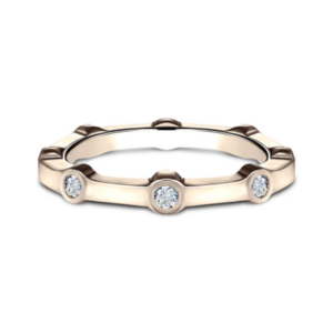 14K Gold Bezel Set Stationed Diamond Wedding Band Classic 13