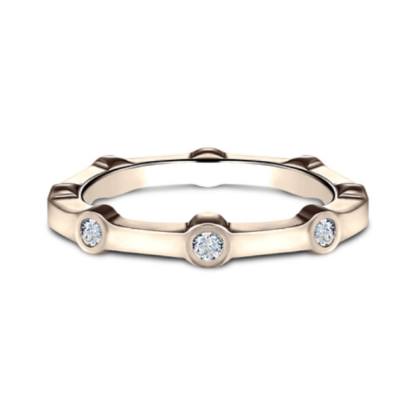 14K Gold Bezel Set Stationed Diamond Wedding Band - Image 4