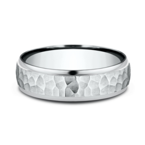 14K Gold 6.5mm – Hammered Men’s Wedding Band Benchmark 31