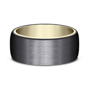 14K Gold and Black Titanium 8mm - Satin Men's Wedding Band