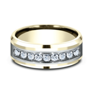 14K Two-Tone Gold Channel Set Diamond Men's Wedding Band