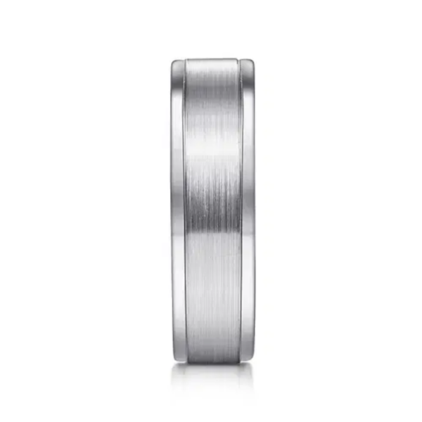 14K Gold 6mm - Satin Finish Polished Edges Men's Wedding Band - Image 4