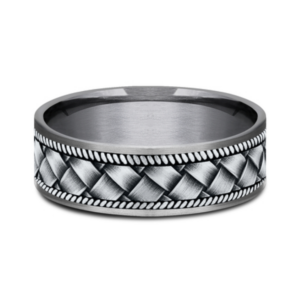14K Gold and Tantalum 7.5mm – Basket Weave Men’s Wedding Band Ammara Stone 34