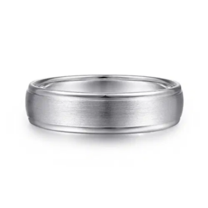 14K Gold 6mm - Satin Finish Polished Edges Men's Wedding Band