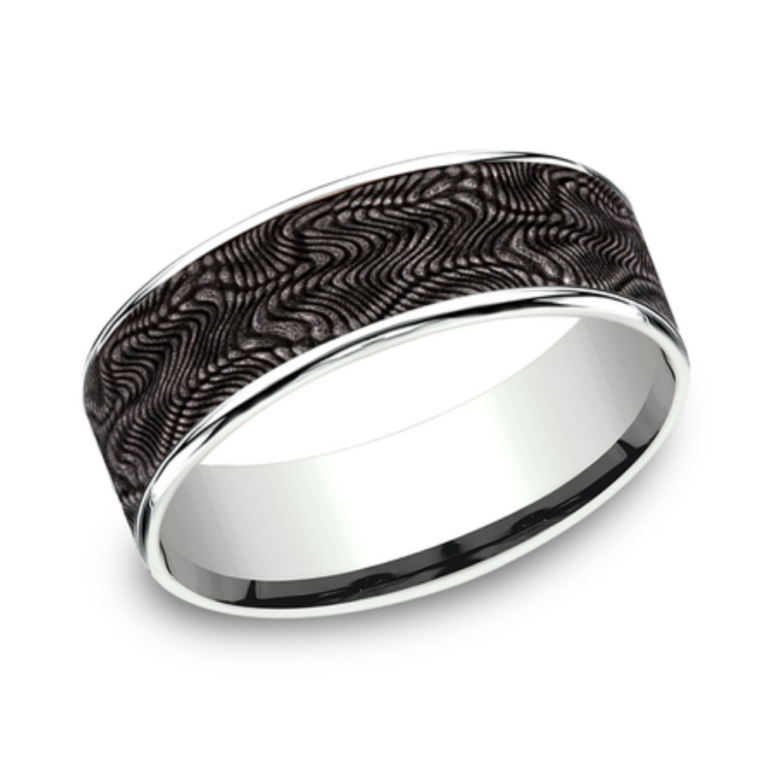 14K Gold and Tantalum 7.5mm – Snakeskin Men’s Wedding Band Ammara Stone 15