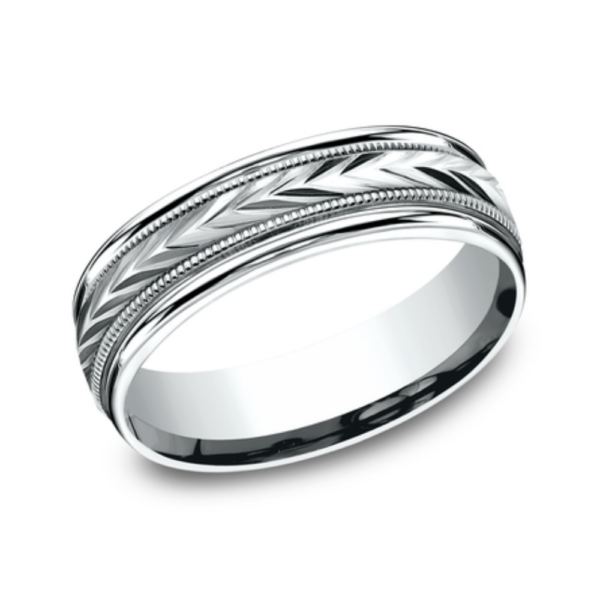 14K Gold 6.5mm - Wheat Milgrain Men's Wedding Band - Image 2
