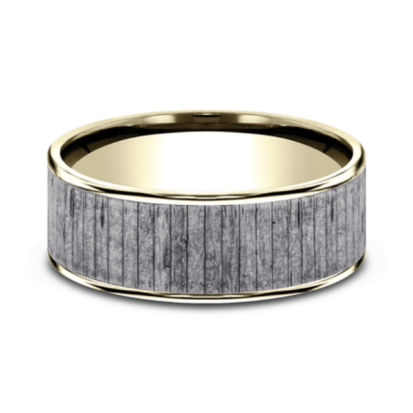14K Gold and Tantalum 7.5mm - Wood Men's Wedding Band - Image 4