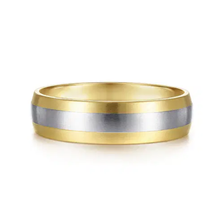 14K Two-Tone Gold 6mm – Satin Finish Men’s Wedding Band Gabriel 14