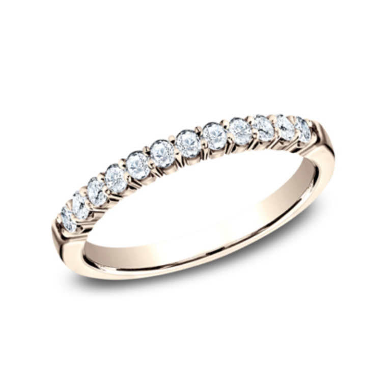 14K Gold Crescent Round Brilliant Diamond Wedding Band Classic 17