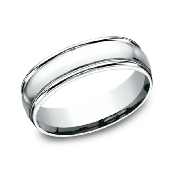14K Gold 6.5mm - Rounded Polished Men's Wedding Band - Image 2
