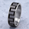 14K Gold and Tantalum 7.5mm – Gear Pattern Men’s Wedding Band Ammara Stone 51