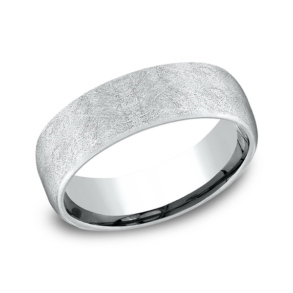 14K Gold 6.5mm - Swirl Finish Men's Wedding Band - Image 5