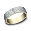 14K Two-Tone Gold 6.5mm – Fractured Rock Men’s Wedding Band Benchmark 23