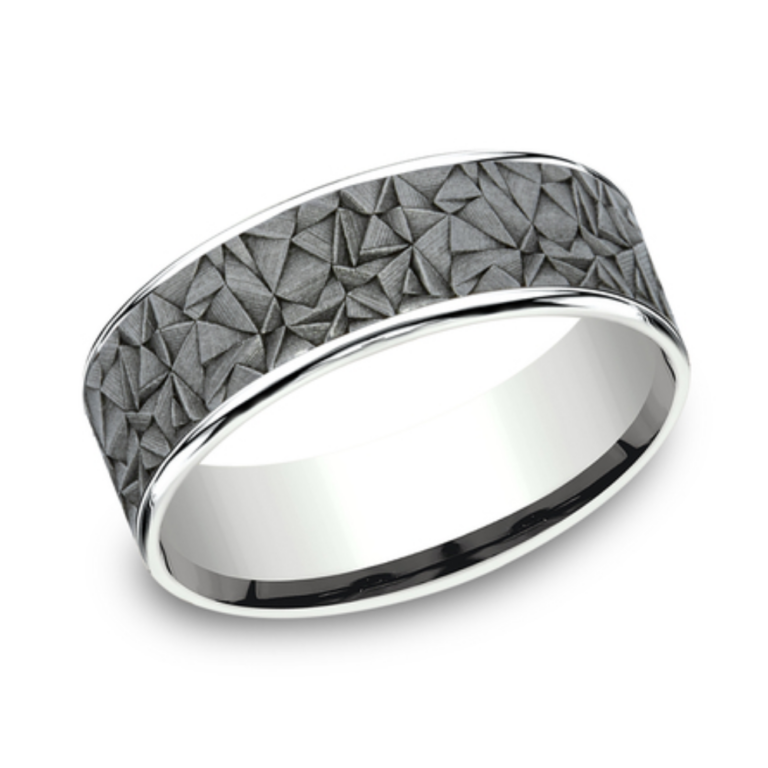 14K Gold and Tantalum 7.5mm – Kaleidoscope Men’s Wedding Band Ammara Stone 32