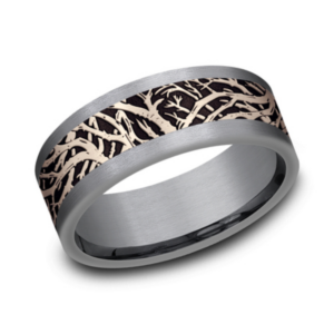 14K Gold and Tantalum 8mm – Forest Men’s Wedding Band Ammara Stone 35
