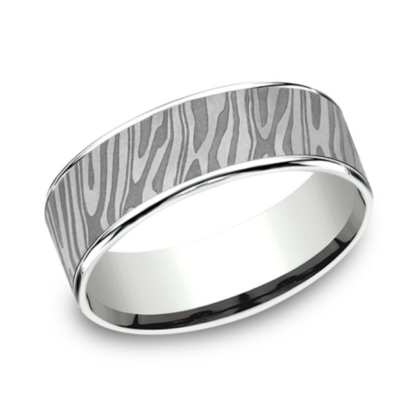 14K Gold and Tantalum 7.5mm - Stripe Men's Wedding Band - Image 5
