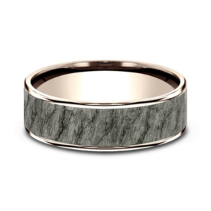 14K Gold and Tantalum 7.5mm – Rock Men’s Wedding Band Ammara Stone 14