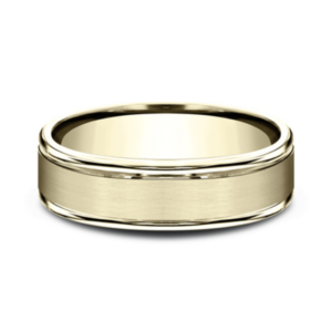 14K Gold 6mm - Rounded Satin Finish Men's Wedding Band