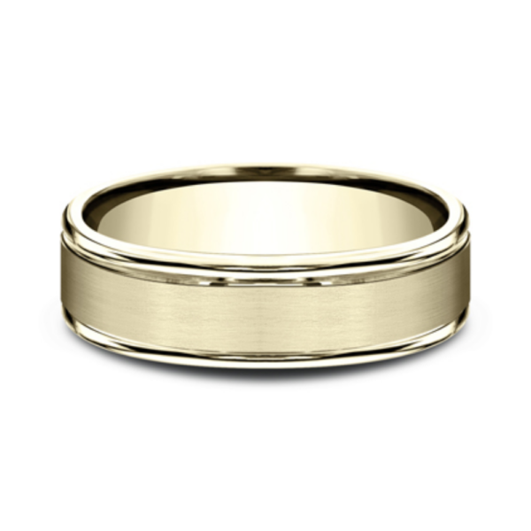 14K Gold 6mm - Rounded Satin Finish Men's Wedding Band