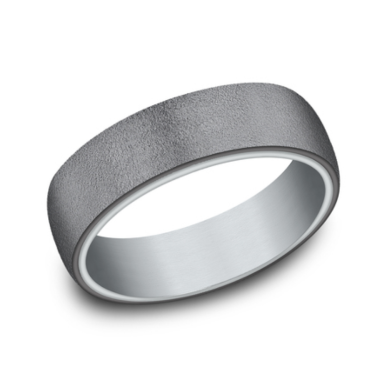 14K Gold and Tantalum 6.5mm – Wire Sleeved Men’s Wedding Band Ammara Stone 15