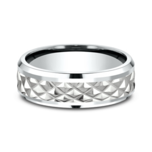 14K Two-Tone Gold 7mm – Raised Triangle Men’s Wedding Band Benchmark 11