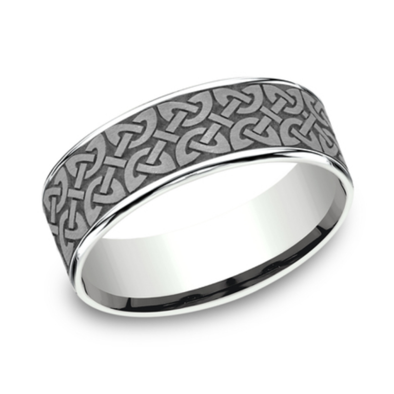 14K Gold and Tantalum 7.5mm – Celtic Men’s Wedding Band Ammara Stone 14