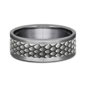 14K Gold and Tantalum 8mm – Dragon Scale Men’s Wedding Band Ammara Stone 17
