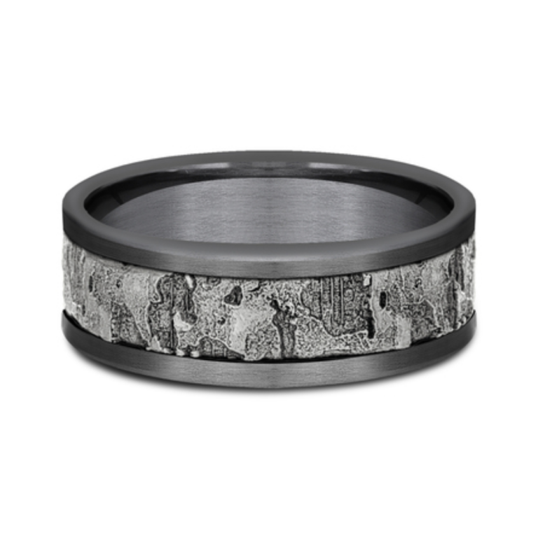 14K Gold and Tantalum 8mm – Wall Fracture Men’s Wedding Band Ammara Stone 17