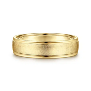 14K Gold 6mm - Sandblast Finish Polished Edges Men's Wedding Band