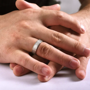 14K Gold 6mm – Sandblast Finish Milgrain Edges Men’s Wedding Band Gabriel 28