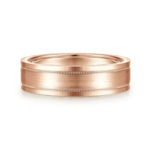 14K Gold 6mm – Satin Finish Milgrain Channels Men’s Wedding Band Gabriel 22