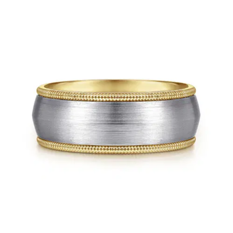 14K Two-Tone Gold 8mm – Satin Finish Men’s Wedding Band Gabriel 44