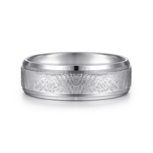 14K Two-Tone Gold 7mm – Diamond Scratch Beveled Men’s Wedding Band Gabriel 48
