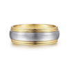 14K Two-Tone Gold 8mm – Satin Finish Grooved Men’s Wedding Band Gabriel 40