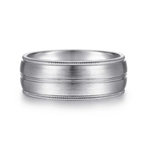 14K Two-Tone Gold 8mm – Grooved Center Milgrain Men’s Wedding Band Gabriel 22