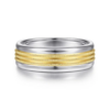 14K Two-Tone Gold 7mm – Milgrain Channel Men’s Wedding Band Gabriel 44