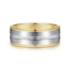 14K Two-Tone Gold 8mm – Satin Finish Grooved Channel Men’s Wedding Band Gabriel 48