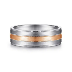 14K Two-Tone Gold 7mm - Three-Row Satin Men's Wedding Band