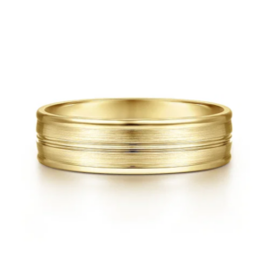 14K Gold 6mm – Satin Finish Center Groove Men’s Wedding Band Gabriel 48